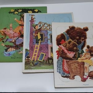 Vtg 1957 Board Puzzles Set of 3